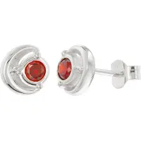 Trendor 21422-16 Damen Ohrringe 925 Silber Ohrstecker Zirkonia Granatrot