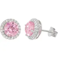 Trendor 21318-09 Damen-Ohrringe 925 Silber Zirkonia-Ohrstecker Pink