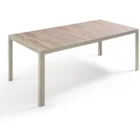Oviala Gartentisch aus Aluminium und Keramik in Holzoptik 206 cm in Creme - Tivoli