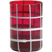 Zafferano Twiddle - Set mit 6 roten geblasenen Glasgläsern, 35 cl - handgefertigte Trinkgläser mit weißem Nachbildung, spülmaschinenfest