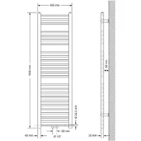 LuxeBath Badheizkörper 400x1500mm Schwarz Gerade + Ventil Eckform