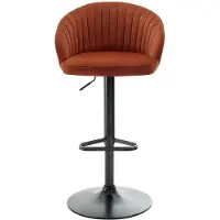 Vente-unique Barhocker 2er-Set höhenverstellbar - Samt & schwarzes Metall - Terracotta - DORALIZ