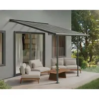 Canopia by Palram Terrassenüberdachung Alu Sierra 3X3.05 Polycarbonat Hohlkammerplatten Pergola 314 x 295 cm Grau zur Überdachung ihrer Terrasse