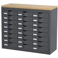PaperFlow Schubladenschrank - 8 Reihen je 3 Schübe grau, 87x75x33.5 cm