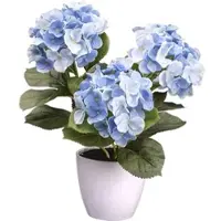Creativ Green Kunstblume "Hortensienbusch", blau, H:32cm, Obermaterial: 85% Polyester, 15% Polyethylen, Kunstpflanzen, Kunstblume