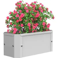 VCM Metall Hochbeet 39x18x16 cm, rechteckiger Pflanzkasten für Balkon Terrasse Garten, Blumenkasten mit Boden, Balora S