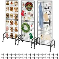 Vevor Gitterwandpaneele Gitterwand 60 x 164 cm 3 Stk. rollbarer Präsentationsständer mit 30 Haken