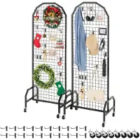 Vevor Gitterwandpaneele Gitterwand 60 x 164 cm 2 Stk. rollbarer Präsentationsständer mit 20 Haken