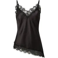 Pieces Pcnomi Satin Spitzen Trägertop | Schwarz | XS
