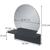 Vicco Badezimmerspiegel Elyra Schwarz 40 x 47.5 cm mit Ablage, Model 58384
