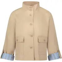 Cartoon A-Linien Jacke mit Stehkragen, Raglanärmeln und Knopfleiste, Humus, Gr. 44, 60 cm Länge