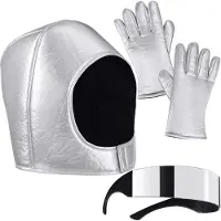 TecTake Unisexkostüm Astronautenhelm, Brille und Handschuhe Futuristischer Look: Silbern | Gr.: onesize
