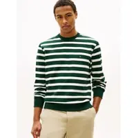 Tommy Hilfiger Sweatshirt "TERRY BLOCK", Herren, Gr. M, nocturnal grün, ecru, Sweatshirts Sweatshirt, Regular fit mit Rundhalsausschnitt