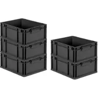 Proregal SparSet 5x Eurobox Nextgen Grip HxBxT 17x30x40cm 16 Liter Griffe Geschlossen Schwarz Eurobehälter Transportbox Transportbehälter