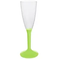 Monouso - Mehrweg Sektglas aus PS Fuß Grasgrün 120ml 2-teilig (20 Stück)