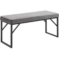 MODFU Sitzbank Samtoptik Dunkelgrau 100x35x47 cm gepolstert mit Metallgestell und Holzrahmen für Flur Wohnzimmer Schlafzimmer