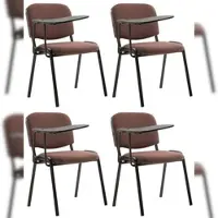 Proregal 4er Set Bürostuhl MALLORCA mit Klapptisch Stoff HxBxT 81x53x71cm Stoff Braun Schreibtischstuhl