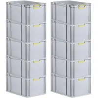 Proregal 10x Eurobox NextGen Color | HxBxT 22x40x60cm | 65 Liter | Griffe gelb geschlossen | Verstärkter Boden | Eurobehälter