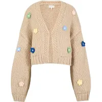 Apricot Strickcape "Strickjacke" mit Gänseblümchen-Applikation