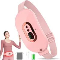 Unyqoos Drahtloses Menstruations-Wärmekissen mit Akku, USB‑aufladbar, Rosa – Heizgürtel 3 Stufen & 3 Massage‑Modi, tragbar, bis 60°C, Auto‑Abschaltung, inkl. Tragetasche