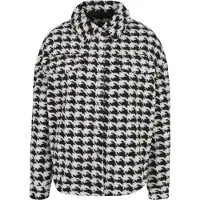 Urban Classics Ladies Aop Sherpa Overshirt Blackhoundstooth Größe: S | Overshirts Outlet | Damen | Schwarz
