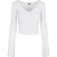 Urban Classics Damen Ripp-Crop-Top Cardigan weiß L