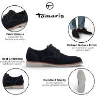 Tamaris Schnürschuh , Herren, Gr. 44, Leder Textil, blau (navy), Veloursleder, Schuhe Schnürschuh, Halbschuh mit dezenten Ziernähten, für Herren