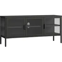 En.casa Vitrinen-Sideboard Borshavisa Stahl 3-türig 55x118x35 cm Schwarz