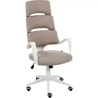 Beliani Bürostuhl Taupe Stoffbezug Höhenverstellbar Drehbar mit Armlehnen Bremsbaren Rollen Modern Arbeitszimmer Drehstuhl Arbeitsstuhl