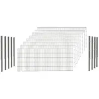 Hadra Doppelstabmattenzaun, silbergrau, 8/6/8 mm, Komplett-Set à 20 m, inkl. Pfosten, Flacheisenleiste - silberfarben