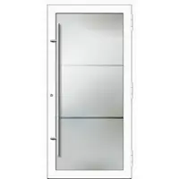 Haustuerenland.de PREMIUM Aluminium-Glas Haustür "LYDIA" 90 mm Vollglas flächenbündig Weiß RAL 9016 beidseitig außen öffnend DIN rechts