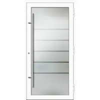 Haustuerenland.de PREMIUM Aluminium-Glas Haustür "ELIF" 90 mm Vollglas Weiß RAL 9016 beidseitig außen öffnend DIN rechts