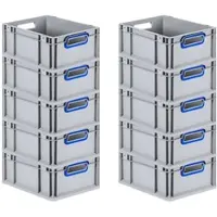 Proregal 10x Eurobox NextGen Color | HxBxT 17x30x40cm | 16 Liter | Griffe blau offen | Glatter Boden | Eurobehälter