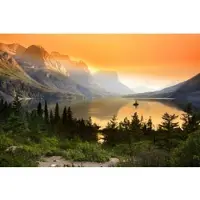 Papermoon Fototapete "Saint Mary Lake", bunt, B:3,5m L:2,6m, Vlies, Tapeten, Fototapete