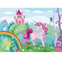 Papermoon Fototapete "Kids purple Unicorn", bunt, B:5m L:2,8m, Vlies, Tapeten, Fototapete