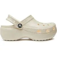 Crocs Pantoletten Classic Platform Glitter Clog W 207241 Écru 42.5