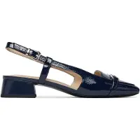 Caprice Sling-Pump aus Leder mit Blockabsatz, eckiger Vorderkappe und Loafer-Elementen