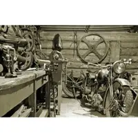 Papermoon Fototapete "Motorradgarage", bunt, B:4,5m L:2,8m, Vlies, Tapeten, Fototapete