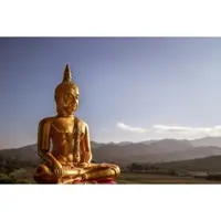 Papermoon Fototapete "Goldene Buddha-Statue", bunt, B:2,5m L:1,86m, Vlies, Tapeten, Fototapete