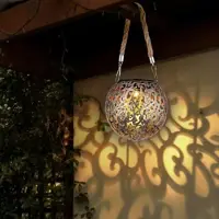 Globo Solarlampe Hängeleuchte Gartendeko LED Garten rund Außenleuchte Tisch Pendellampe im Kugeldesign, Metall kupfer silber, 1x LED, DxH 12x26 cm