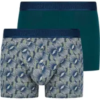 Bruno Banani Boxer "Scallop", Herren, Gr. L, grün (navy, sage grün print, grün), Stoff, Obermaterial: 93% Baumwolle, 7% Elasthan, körpernah, Unterhosen Boxer, Baumwollmischung, elastisch