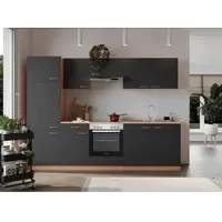 Respekta Küche Küchenzeile Küchenblock Einbauküche Buche Grau Gerda 270 cm