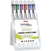 Pentel 7-tlg. Aktions-Set Gel-Tintenroller »EnerGel BL 77« mit gratis Federmäppchen silber