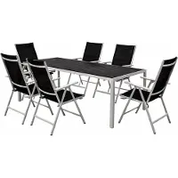 Mojawo 7tlg Gartengarnitur Gartenmöbel Polywood Tisch 180x90cm 6x Hochlehner