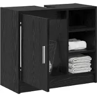 vidaXL Badezimmerschrank Schwarz Eichen-Optik 63 x 29 x 55 cm