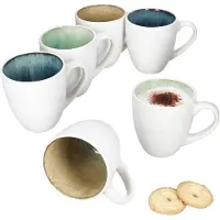 MamboCat PAXOS 6er Set Kaffeebecher 180ml Steingut weiß blau grün beige Teetasse Geschirr