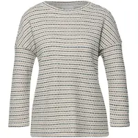Street One 3/4-Arm-Shirt mit gestreiften Strick-Look und U-Boot-Ausschnitt