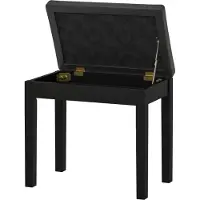 MODFU Storage Footstool Kunstleder Schwarz 55x34x50 cm mit Stauraum, Knopfheftung und Gummiholzbeinen