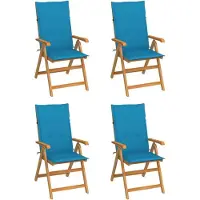 vidaXL "2026 Promotion" Gartenstühle 4 Stk. - Hohe Qualität - mit Blauen Kissen Massivholz Teak - Gartenstühle CC3728