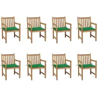 vidaXL "2024 Moderne" Gartenstühle 8 Stk. mit Grünen Kissen Massivholz Teak - Gartenstühle Neu6725003